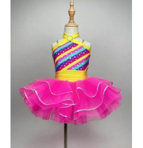 Children Toddlers rainbow yellow pink tutu skirts ballet dance dress preschool ballerina dance costumes tap dance outfits for baby